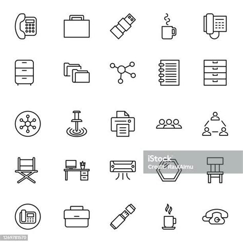 Office Icon Set Stock Illustration Download Image Now Bag