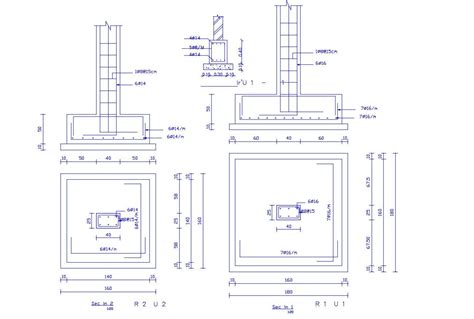 Column Foundation Section With Working Dimension Cadbull