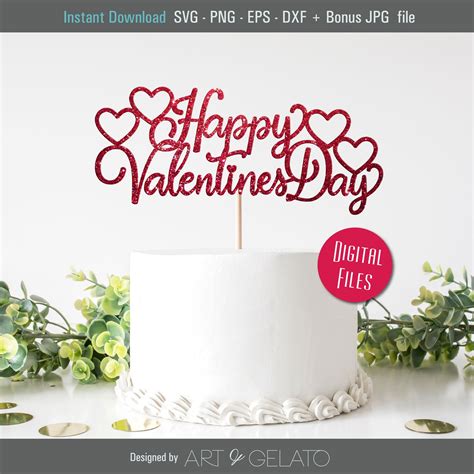 Happy Valentines Day Cake Topper SVG Happy Valentines Day - Etsy