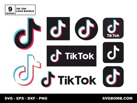 Tik Tok Logo Bundle Svg Png Dxf Cut Files Vinyl T Shirt Design