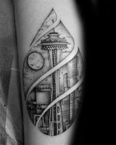 30 Seattle Skyline Tattoo Designs For Men City Ink Ideas Tattoo