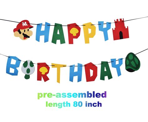 Roraro Mario Birthday Party Pack Banner Balloons Super Mario Bros Happy Birthday Banner Party