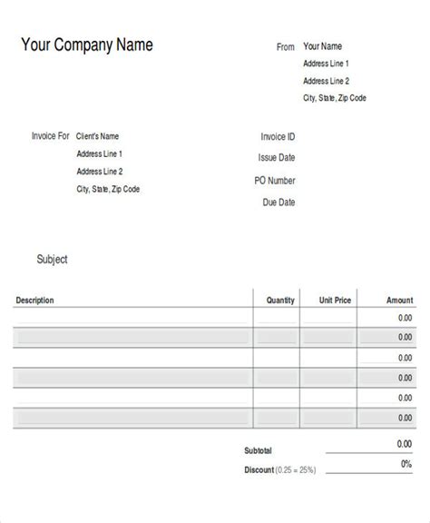 cash invoice template   word  excel format