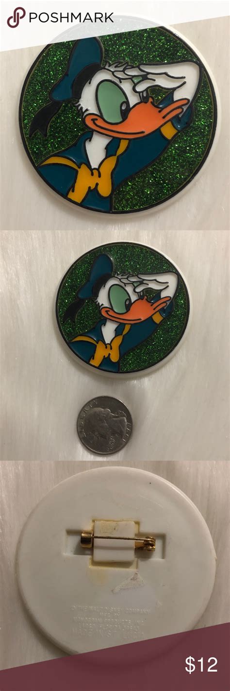 🔮 525 Vintage Donald Duck Glitter Pin Glitter Pin Vintage Vintage