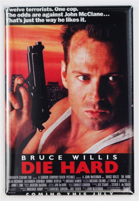 Die Hard Movie Poster Fridge Magnet Retro 80s Bruce Willis Action
