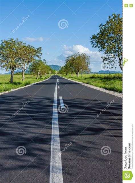 Straight Asphalt Road Leading Into The Distance Stock Image Image Of