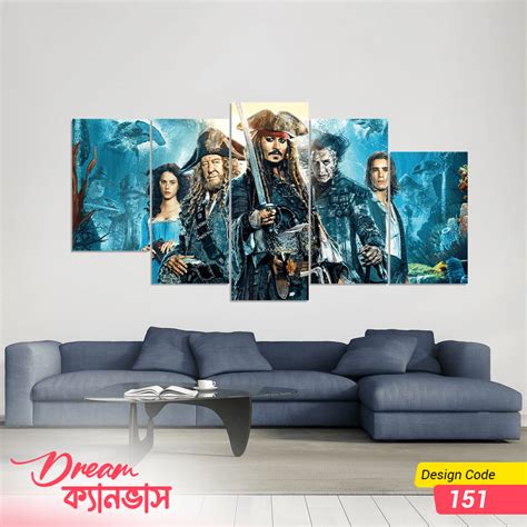 Pirates Of The Caribbean 5 Panel Canvas Painting Wall Art Tong Ghor