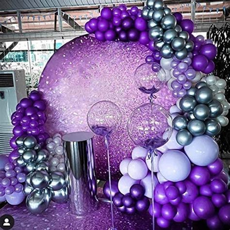 Purple And Silver Party Decoration Balloon Arch Garland Etsy