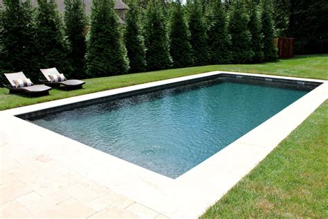 Simple Rectangular Fiberglass Pool With Sheer Descents Simple Pool