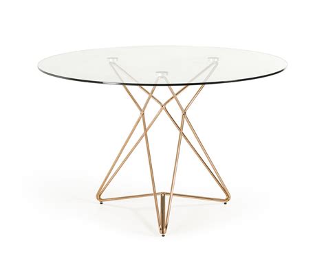 Shop flash furniture gold round dining table, metal with gold metal base in the dining tables department at lowe's.com. Modrest Ashland Mid-Century Glass Round Dining Table