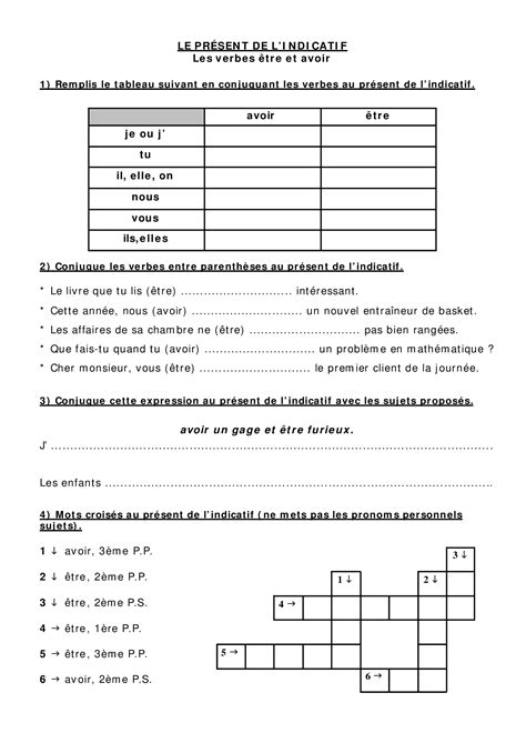Cm2 (pour des élèves en grande difficulté) afin de travailler les bases. Le présent de l'indicatif - les verbes être & avoir ...