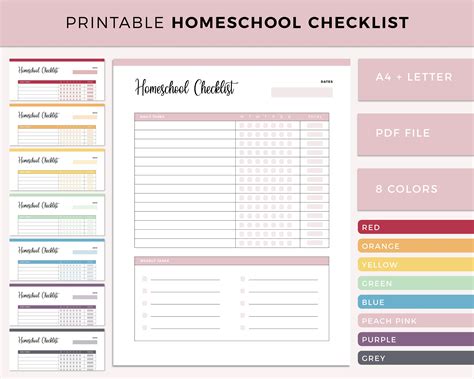 Homeschool Checklist Printable Daily Checklist For Homeschool Etsy