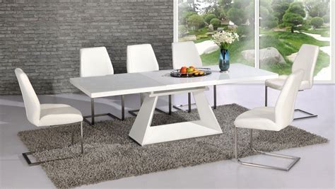 White High Gloss Glass Dining Table And 8 Chairs Extending