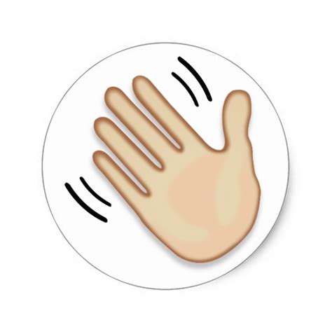 Waving Hand Sign Emoji Classic Round Sticker Emojiprints