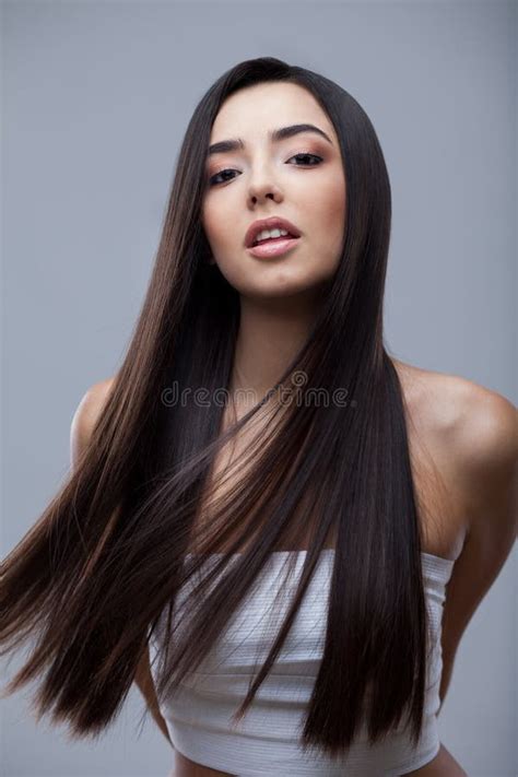 Beautiful Brunette Girl With Healthy Long Hair Stock Image Image Of Health Glossy 38634221