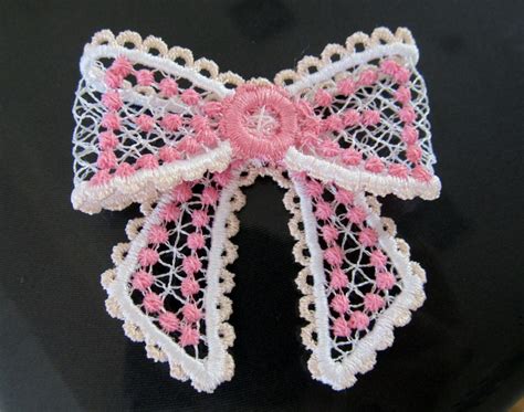 Stunning Bow Fsl Freestanding Lace Curl Bow Machine Embroidery