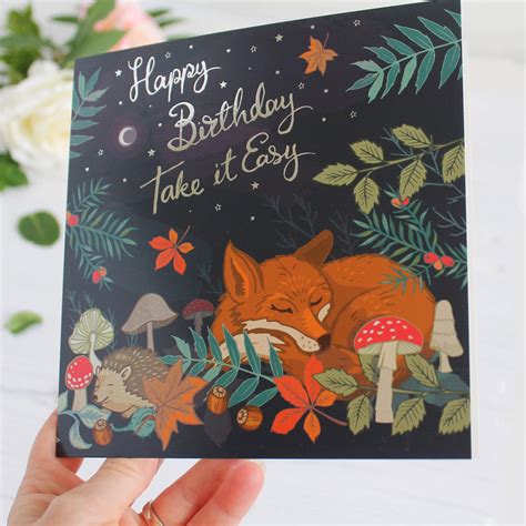 Set Of 4 Wildlife Happy Birthday Cards With Foil Details Etsy Uk