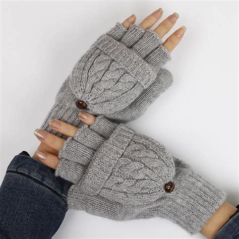 1pair Women Winter Soft Fingerless Gloves Girls Soft Warm Mittens Wool