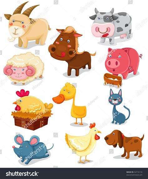 Illustration Isolated Farm Animals Set On Stock Illustration 54710110