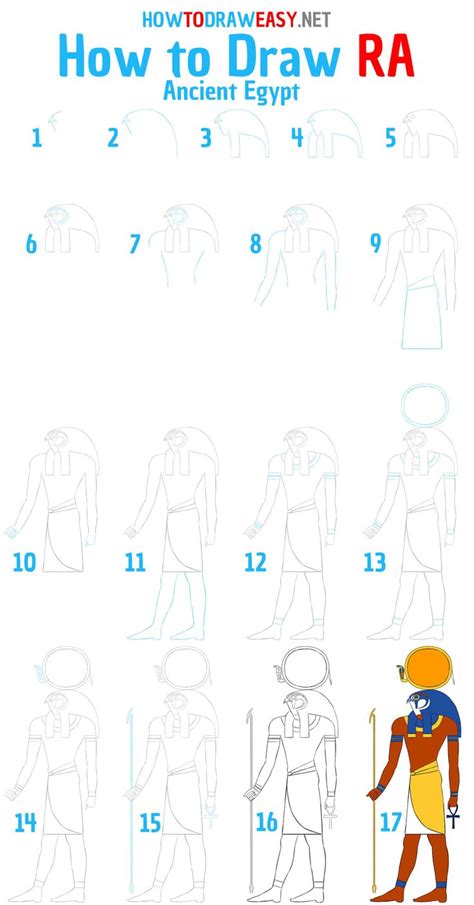 How To Draw An Egyptian Ra Step By Step Egyptian God Egyptian Drawings Ancient Egypt Art