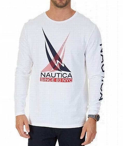 Nautica Nautica New White Blue Mens Size Xs Logo Graphic Print Tee T