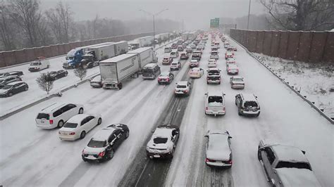 Winter Storm Brings I 85 Traffic To A Crawl Youtube