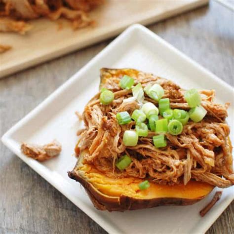 Crock Pot Pulled Pork Serve Over Sweet Potatoes Snacking In Sneakers