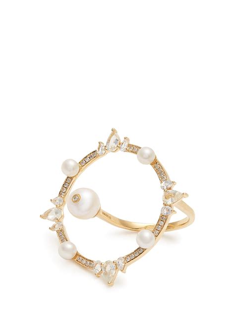 Orbite Diamond Pearl Yellow Gold Ring Anissa Kermiche