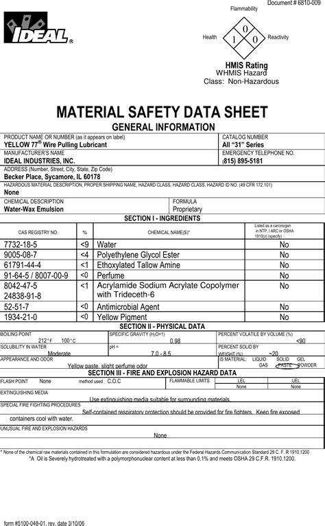 Safety Data Sheet Printable