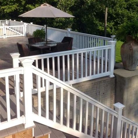 Maybe you would like to learn more about one of these? Heavy Duty Sefton Vinyl Stair Railing | Exterior stairs, Backyard patio designs, Wood railings ...