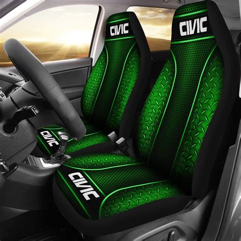 2 Front Honda Civic Seat Covers Green With Free Shipping My Car My Rules