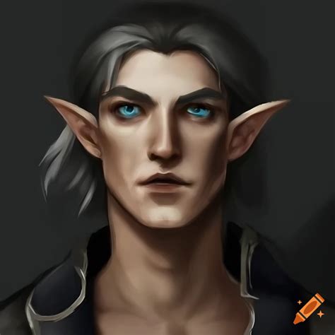 Image Of A Male Half Elf With Grey Skin And Brown Hair On Craiyon