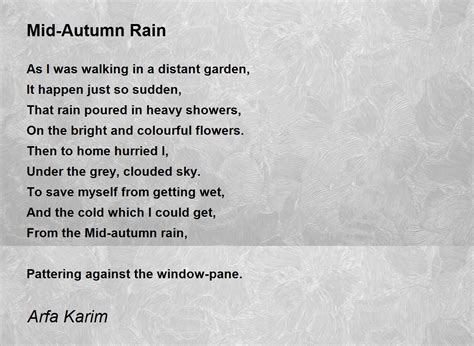 Mid Autumn Rain Mid Autumn Rain Poem By Arfa Karim