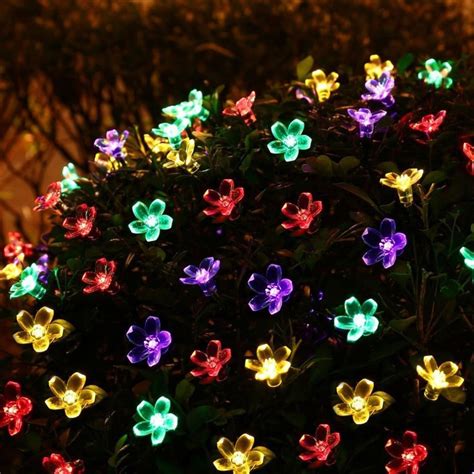 50 Leds Solar String Lights Fairy Flower Color Solar Christmas Lights
