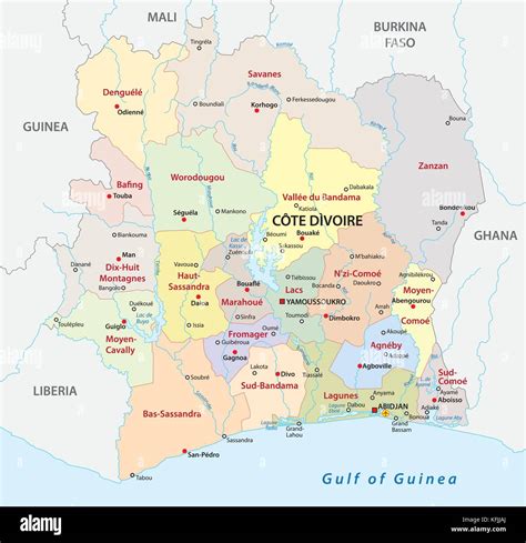 Côte d'ivoire carte vectorielle administrative et politique Image
