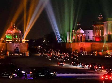 Beating Retreat Drones And Lasers Light Up Delhi Sky At This Years