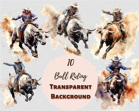 Bull Riding Rodeo Cowboys Clipart Bundle Transparent Png Collection Digital Prints Clipart