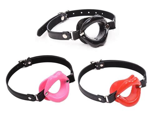 Fetish Rubber Open Mouth Gags Lips O Ring Gag Leather Head Harness Bondage Oral Sex Toys For