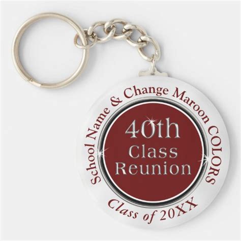 Personalized 40th Class Reunion Ts Your Colors Keychain