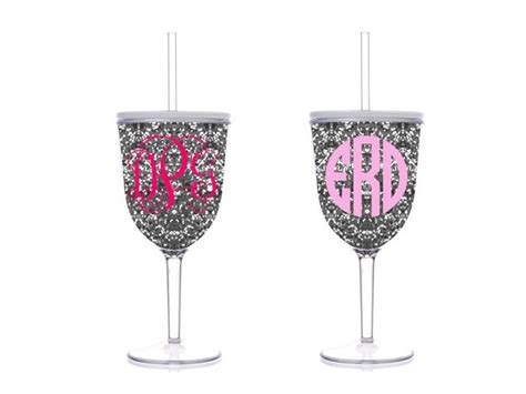 Personalized Acrylic Wine Glass With Lid And Straw By Dawlens