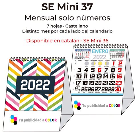 Se 37 Mensual Mini 2022 Imprimir Regalo Y Calendarios Publicitarios