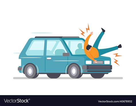 Car Hit Pedestrian On Road Accident Royalty Free Vector