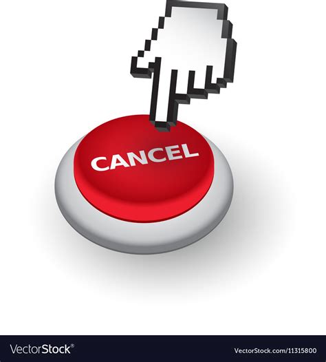 Red Cancel Push Button Sign Emblem Hand W Vector Image