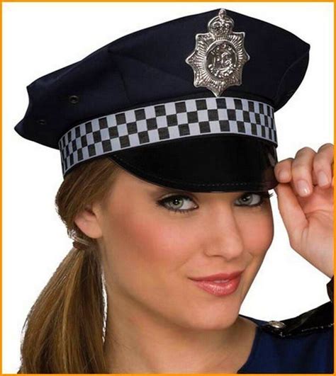 Adult Policeman Hat Police Cop Fancy Dress Halloween Costume Peak Cap With Check Ebay