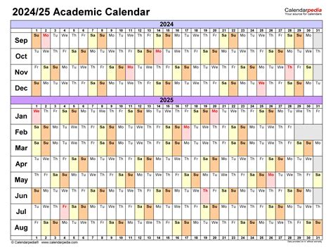 Academic Calendars 20242025 Free Printable Pdf Templates