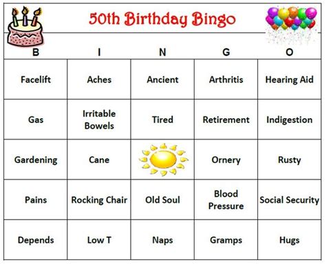 50th Birthday Party Bingo Game 60 Cards Old By Buymesomehappiness