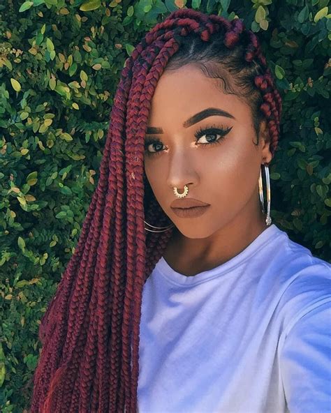 Surprise Your Friends With Bright Red And Black Box Braids The Fshn