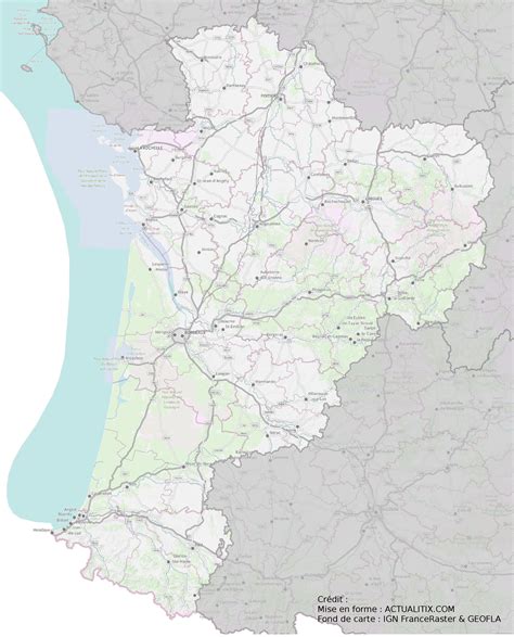 Carte plastifiée région nouvelle aquitaine. Carte de la Nouvelle-Aquitaine - Nouvelle-Aquitaine cartes ...