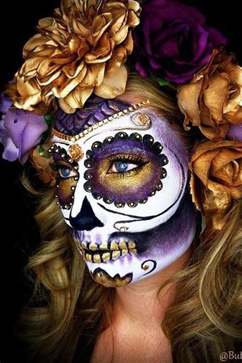 33 Simple Sugar Skull Makeup Looks 2021 Diy Halloween Makeup Ideas