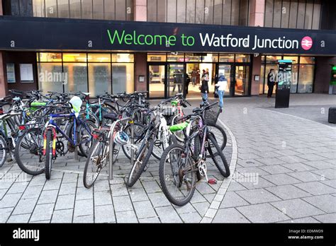Mass Cycle Parking Outside Watford Junction Network Rail Station In